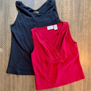 Tank top bundle | Crosby twist shoulder black | Worthington fitted tank magenta